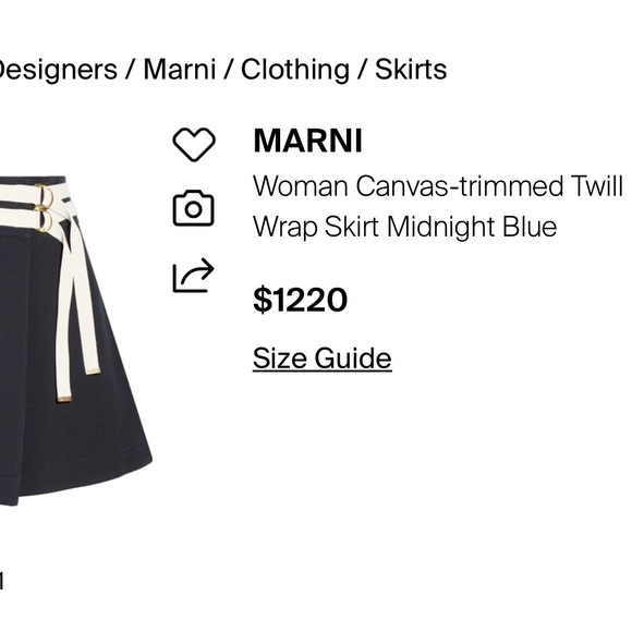 MARNI Canvas Trimmed Twill Wrap Skirt Navy Blue White Cream Size EU 36 / US 2-4 - Picture 16 of 16